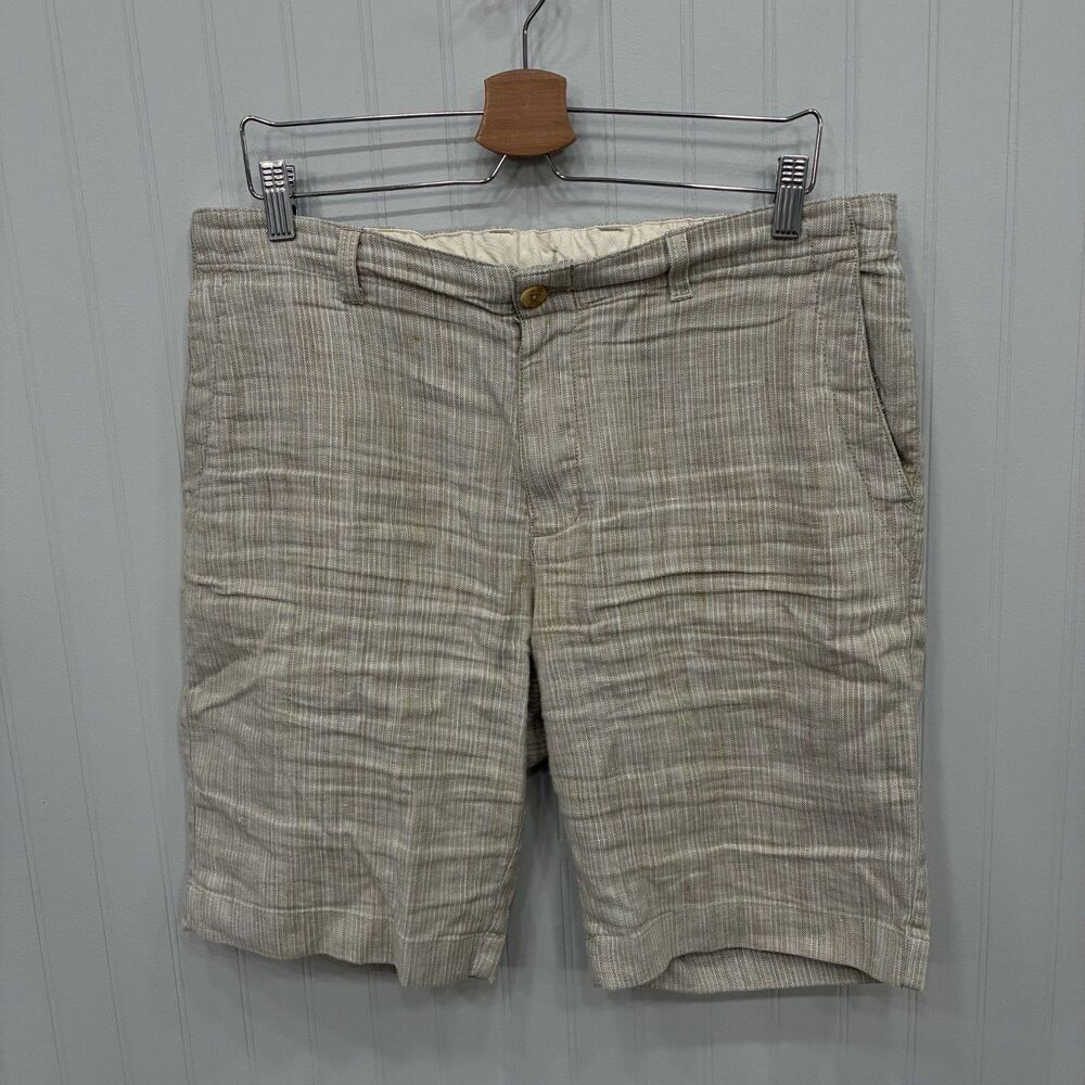 Tommy Bahama Men's Large Beige Linen Blend Flat Front Lightweight Shorts